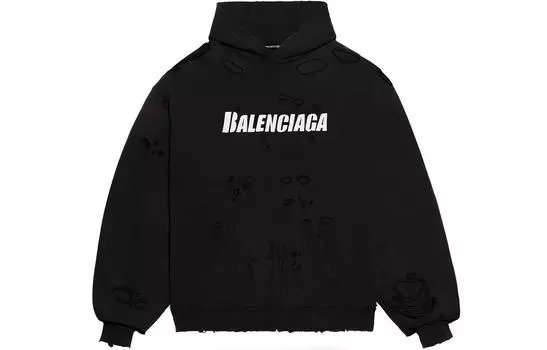 Худи Balenciaga Caps Destroyed, черный