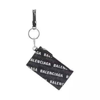 Balenciaga Мужская визитница из холщовой ткани с покрытием, черно-белая
