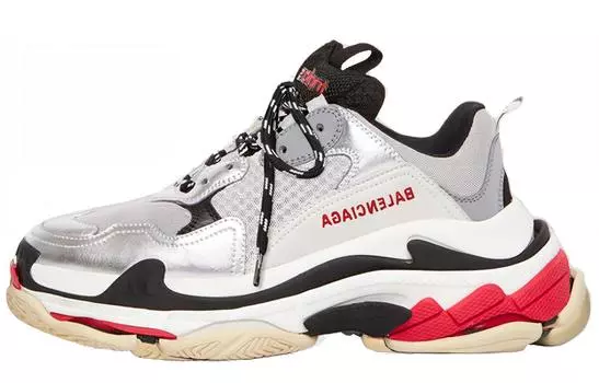 Мужские кроссовки Balenciaga Triple S, серебристый/черный/красный