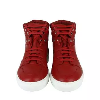 Balenciaga Мужские высокие кроссовки из кожи/холщовой ткани с покрытием, цвет Dark Red