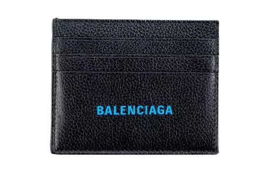 Balenciaga Мужской кошелек из зернистой телячьей кожи с держателем для карт, черный