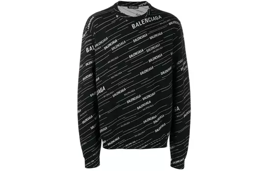 Свитер мужской Balenciaga с полосками и логотипом, черный