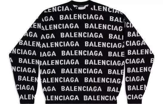 Джемпер мужской Balenciaga Intarsia-knit Logo, черный