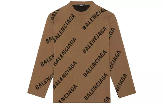 Свитер мужской Balenciaga Logo Intarsia, коричневый