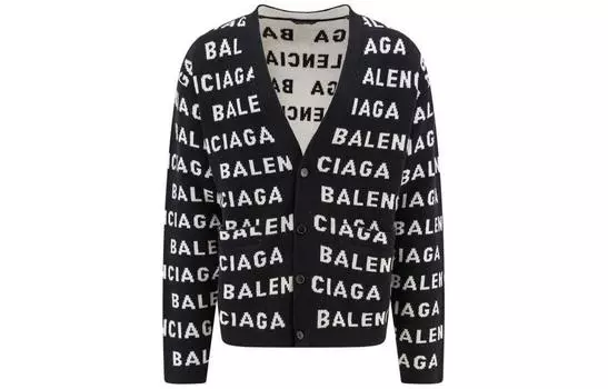 Кардиган мужской Balenciaga Logo-intarsia, черный / белый