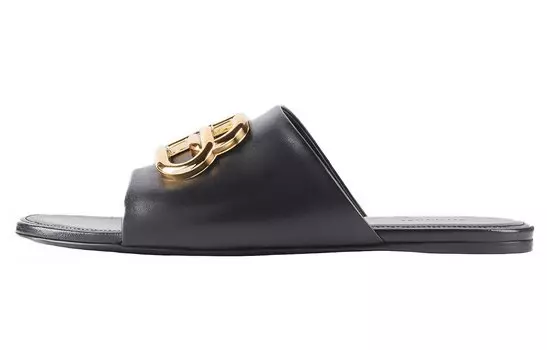 Шлепанцы женские Balenciaga с эмблемой логотипа, черный
