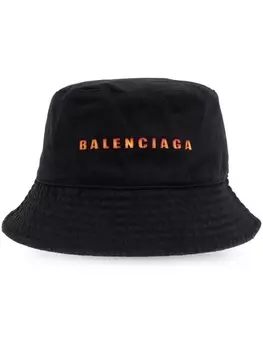 Balenciaga панама с вышитым логотипом, черный
