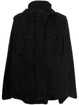 Balenciaga парка с капюшоном и эффектом потертости, черный