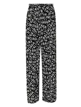 Balenciaga пижамные брюки с логотипом, черный
