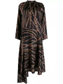 Balenciaga платье Chains Typo асимметричного кроя, черный