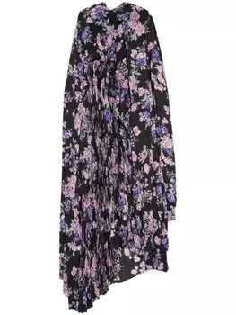 Balenciaga платье макси с цветочным принтом, черный
