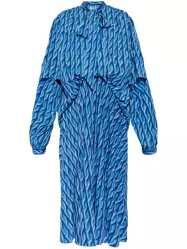 Balenciaga платье миди фактурной вязки, синий