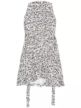 Balenciaga платье миди с логотипом, серый