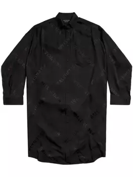 Balenciaga платье-рубашка с логотипом, черный