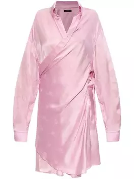Balenciaga платье-рубашка с монограммой и жаккардом, розовый
