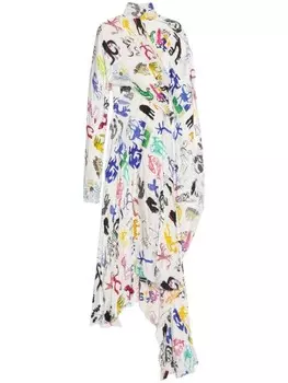 Balenciaga платье с драпировкой, белый