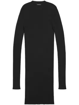 Balenciaga платье в рубчик с нашивкой-логотипом, черный
