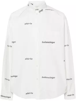 Balenciaga поплиновая рубашка с логотипом, белый