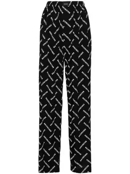 Balenciaga поплиновые брюки палаццо с логотипом, черный