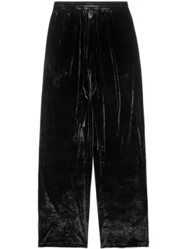 Balenciaga прямые брюки с бархатным эффектом, черный