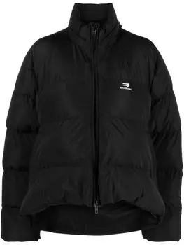 Balenciaga пуховик с логотипом, черный