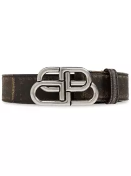 Balenciaga ремень с пряжкой-логотипом BB, коричневый