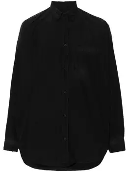 Balenciaga рубашка из рипстопа с вышитым логотипом, черный