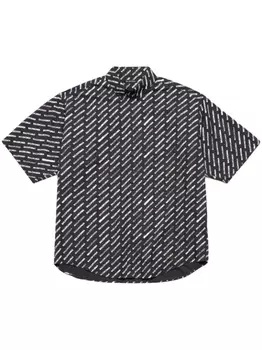Balenciaga рубашка Stencil с короткими рукавами и логотипом, черный