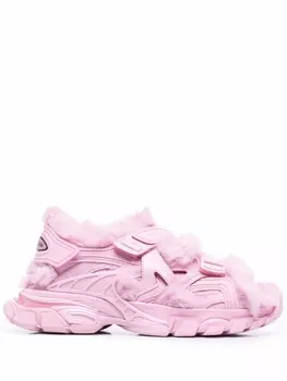 Balenciaga сандалии Track с искусственным мехом, розовый