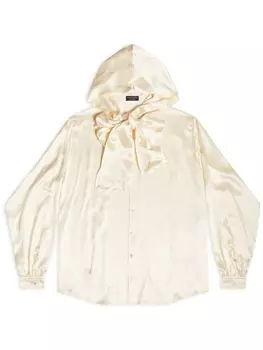 Balenciaga шелковая блузка с капюшоном, нейтральный цвет