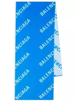 Balenciaga шерстяной шарф с логотипом, синий