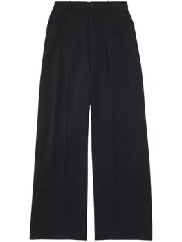 Balenciaga шерстяные брюки широкого кроя, черный
