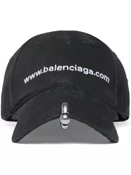 Balenciaga шестипанельная кепка с вышивкой, черный
