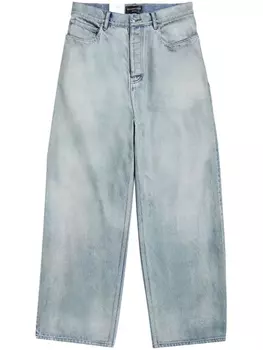 Balenciaga широкие джинсы Denim Size Sticker средней посадки, синий