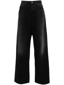 Balenciaga широкие джинсы Denim Size Sticker средней посадки, черный