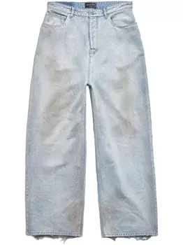 Balenciaga широкие джинсы с эффектом потертости, синий