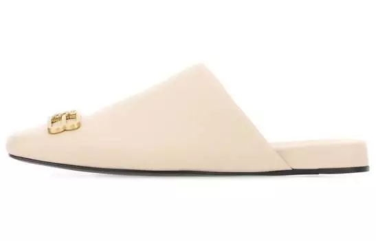 Шлепанцы женские Balenciaga Logo Plaque, белый