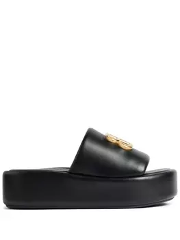 Balenciaga шлепанцы Rise на платформе с логотипом, черный