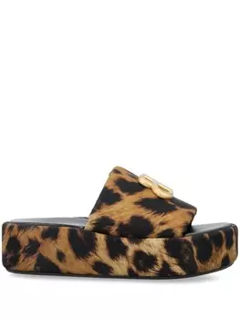 Balenciaga шлепанцы Rise на платформе с логотипом, коричневый