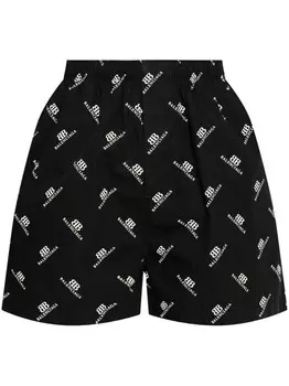 Balenciaga шорты из хлопкового поплина с логотипом, черный