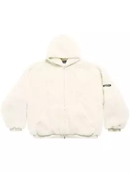 Balenciaga шуба из искусственного меха с логотипом, белый