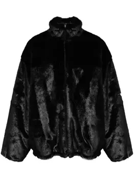 Balenciaga шуба из искусственного меха с логотипом, черный