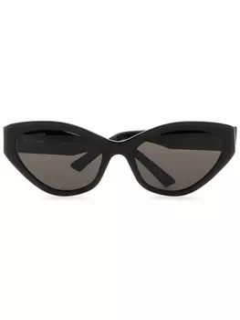 Balenciaga солнцезащитные очки в овальной оправе с принтом, черный