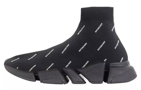 Кроссовки женские Balenciaga Speed Trainer 2.0 All Over Logo, черный