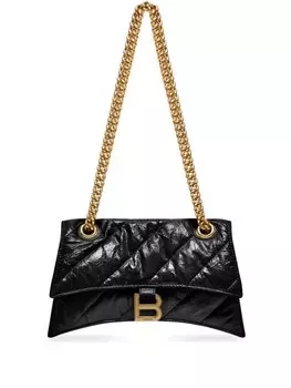 Balenciaga стеганая сумка на плечо Hourglass S, черный
