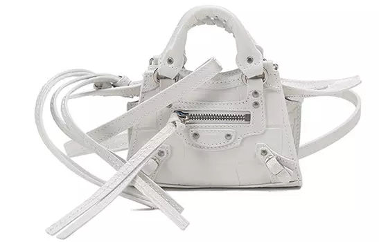 Balenciaga Сумка байкерская из коровьей кожи, женская, на одно плечо, белая