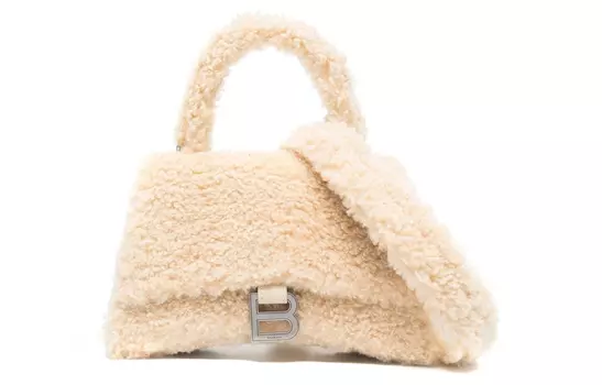 Balenciaga Сумка-часы из телячьей кожи, сумка-часы, через плечо, женская сумка-труба, бежевая