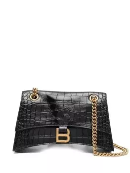 Balenciaga сумка через плечо Crush с тиснением под кожу крокодила, черный