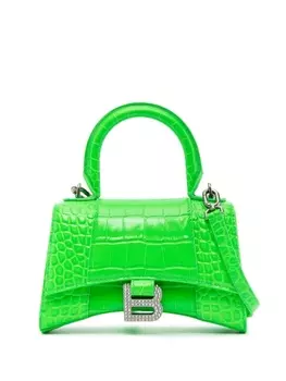 Balenciaga сумка через плечо Hourglass XS с тиснением под крокодила, зеленый