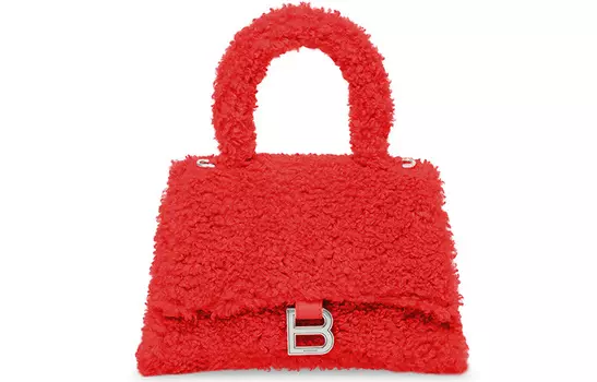 Balenciaga Сумка через плечо из овчины в форме песочных часов, женская, красного цвета, небольшого размера